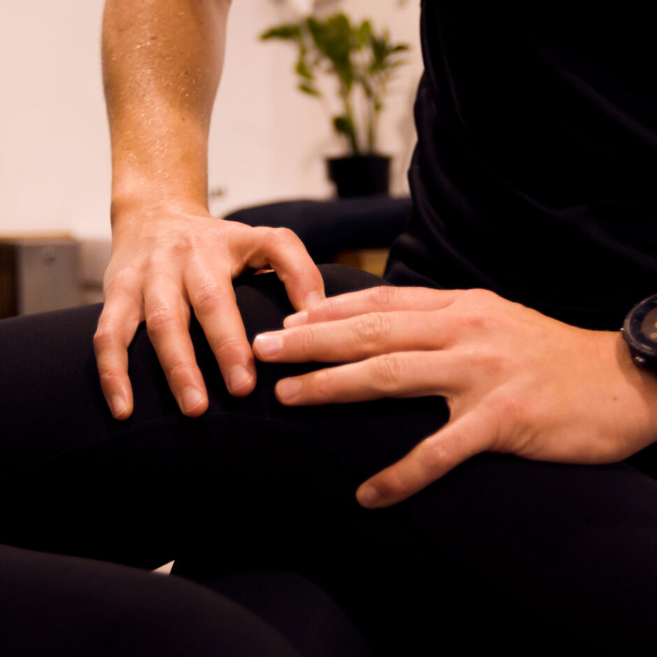 Manual therapy for an injury to the knee or hamstring.