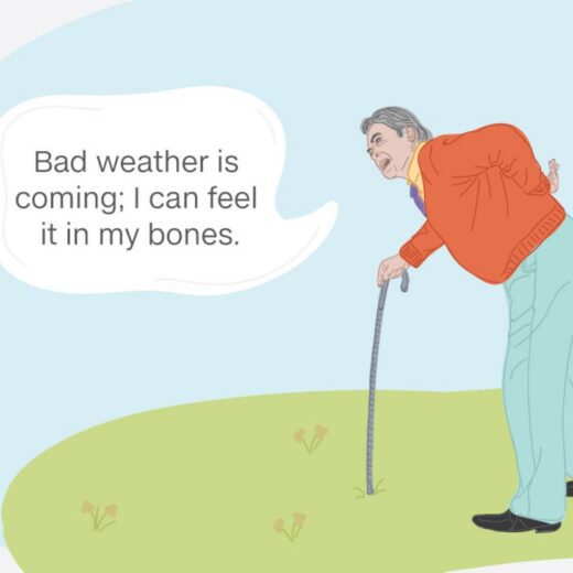 a person feeling joint pain and predicting bad weather