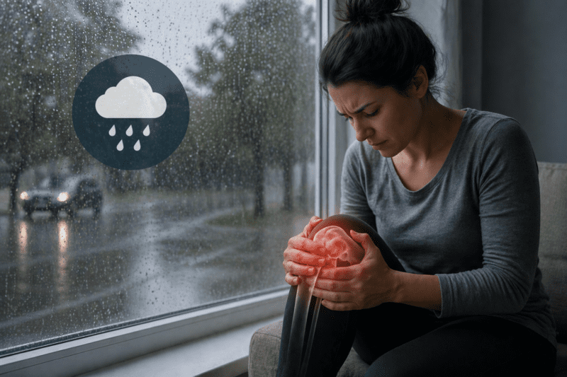 Doctor analysing research data and charts related to pain and weather studies