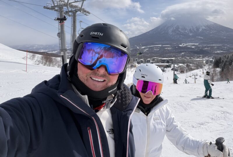 Craig skiing in Niseko Japan after ACL meniscus and MCL injury recovery showing successful rehabilitation outcome