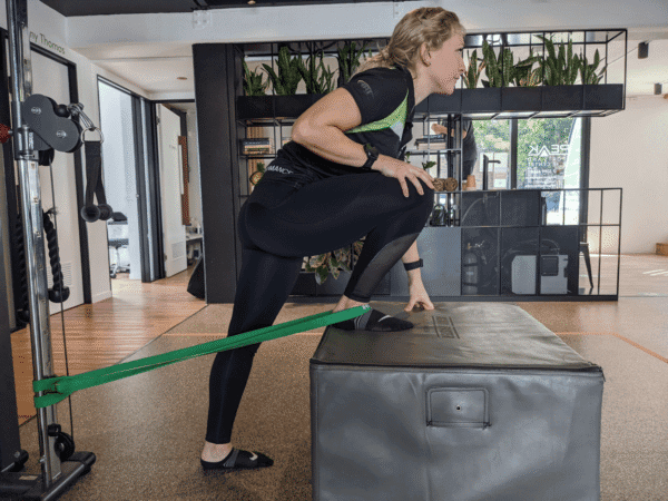 Banded ankle mobilisation exercise for stiff ankles to improve ankle mobility and movement