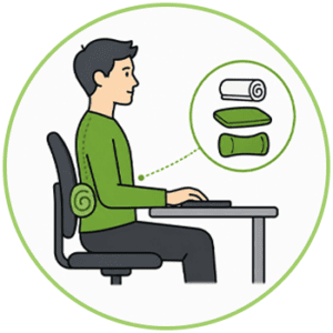 Use a rolled towel, cushion or pillow to support your lower back if needed.